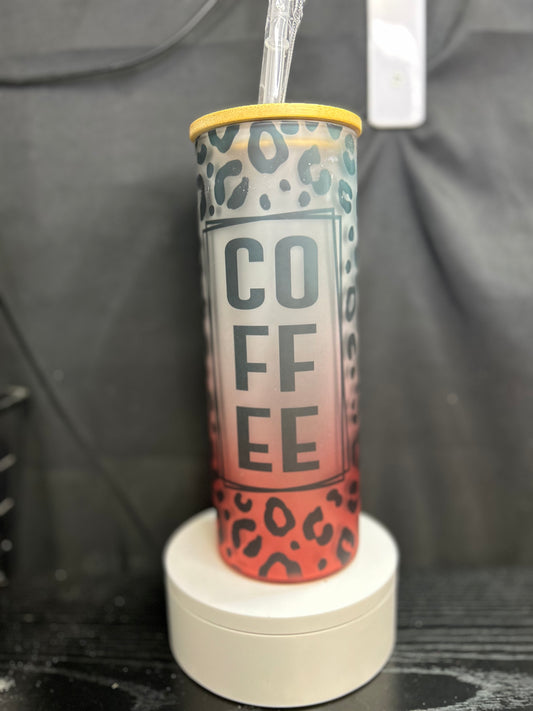 25oz coffee-red glass