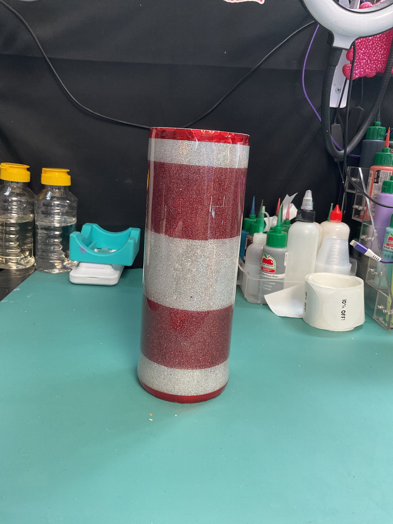 Glitter candy cane tumbler