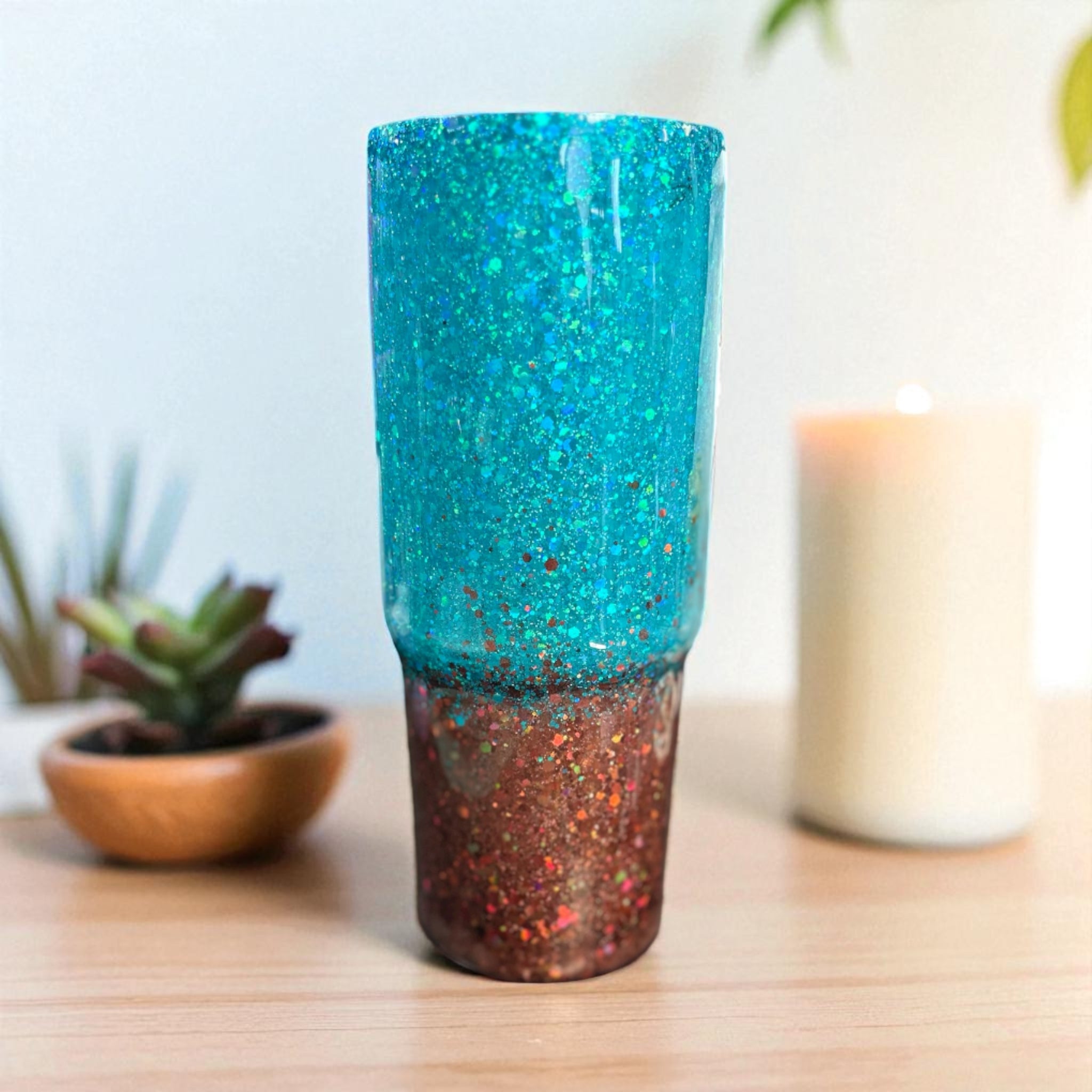 Turquoise/Rust travel Mug