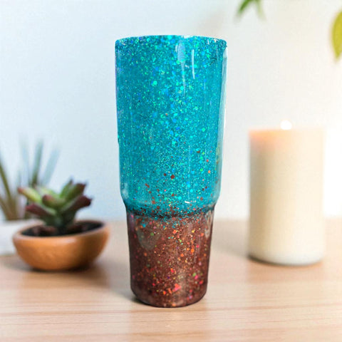 Turquoise/Rust travel Mug