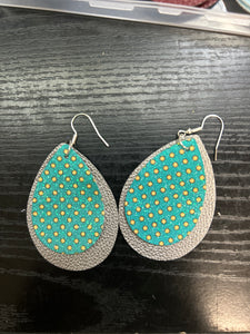 Teal and yellow polka dot on silver