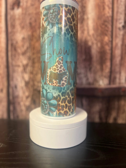 20 oz Teal Show Mom-Glittered Tumbler