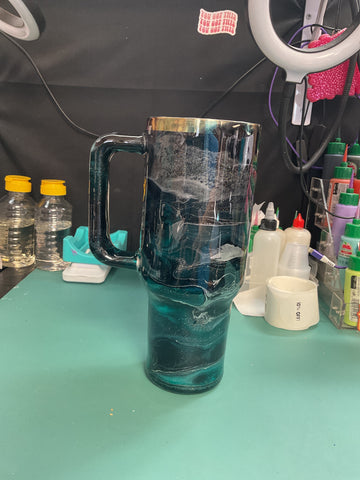 Dark teal galaxy tumbler