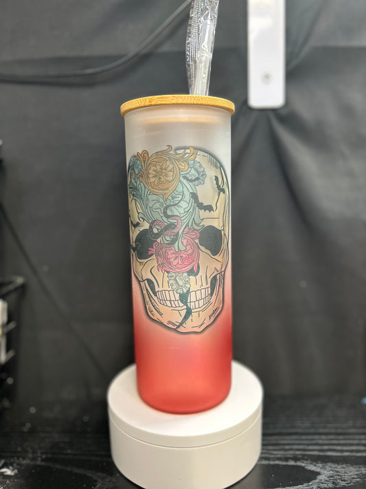 25 oz skeleton skull - glass