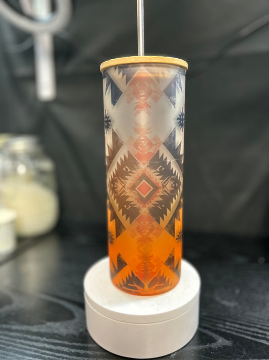 Orange Aztec tumbler