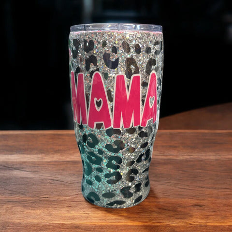 20 oz iridescent leopard print mama tapered tumbler