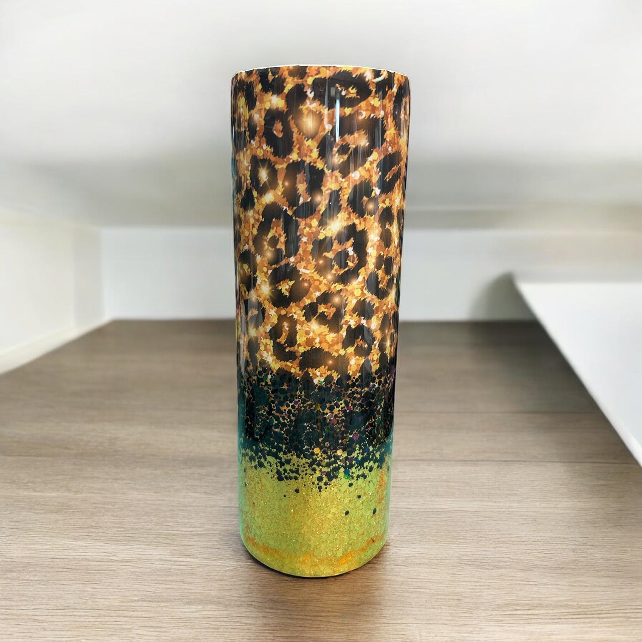 Cheetah w/gold & black glitter